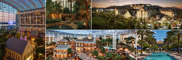 Collage of 5 settings at 5 Gaylord Hotels resorts