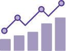紫色正增长柱状图图标